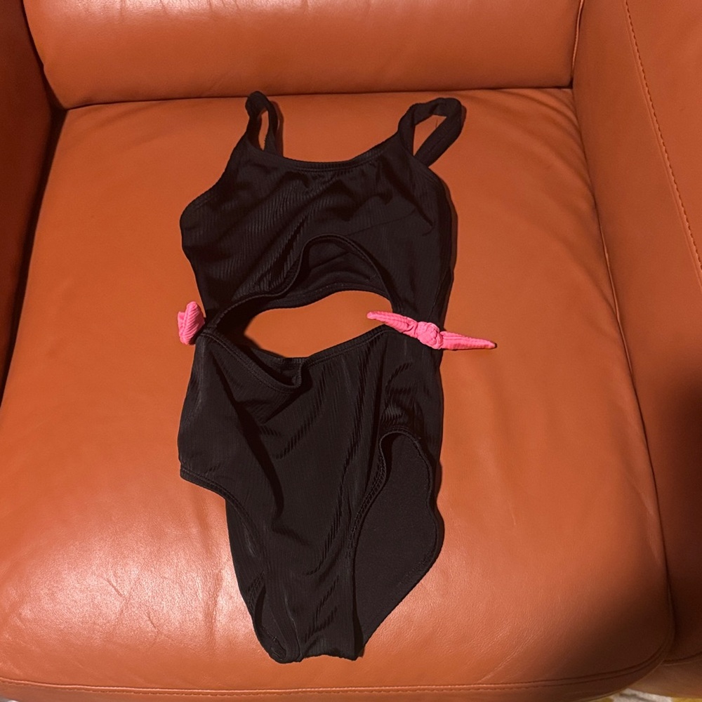 Cat & Jack Black Bodysuit with Pink Ties, Gently Worn, VERY CUTE!!!